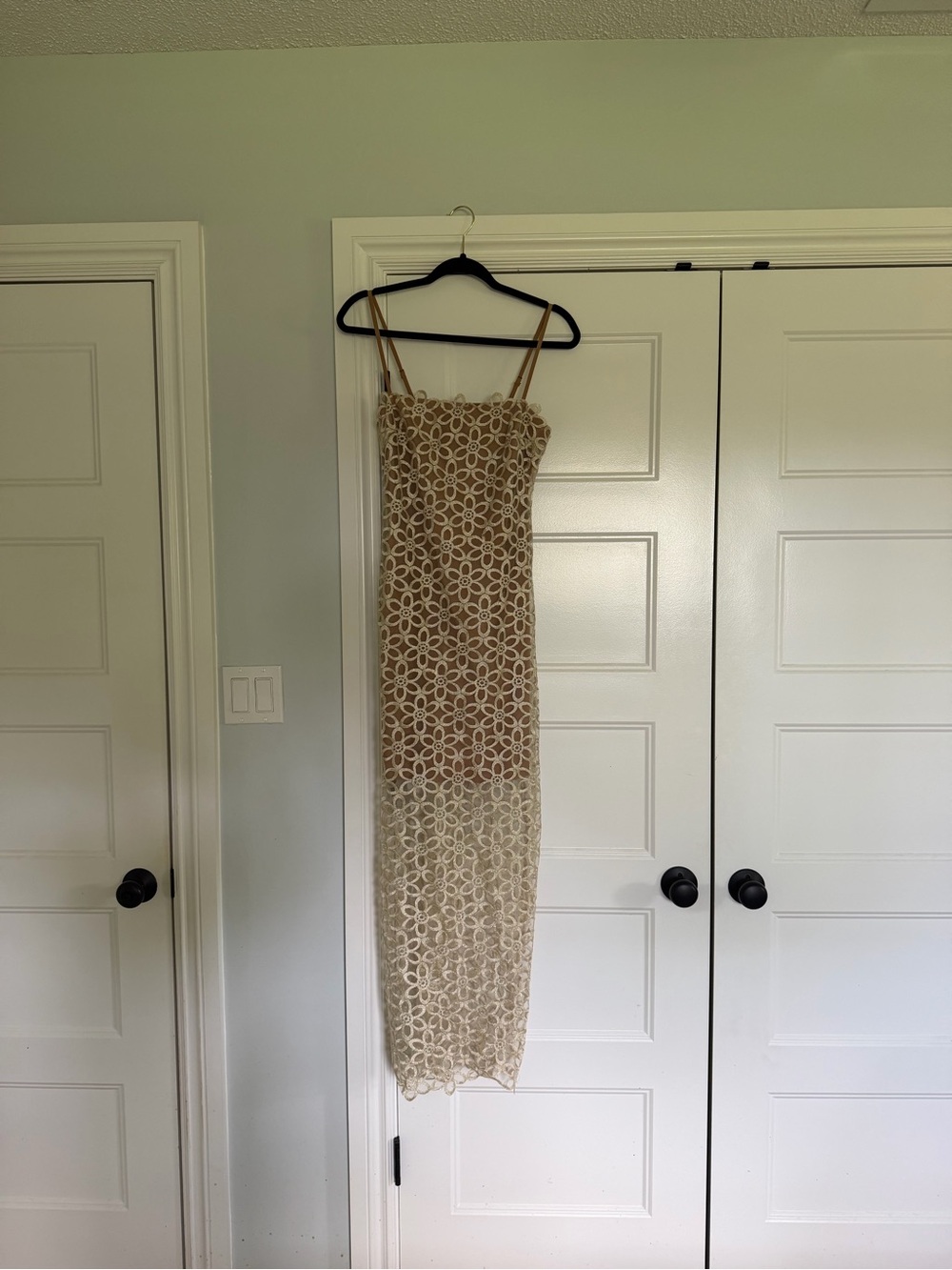 Showpo Ruth Midi Beige Lace Maxi Slip Dress with Floral Overlay